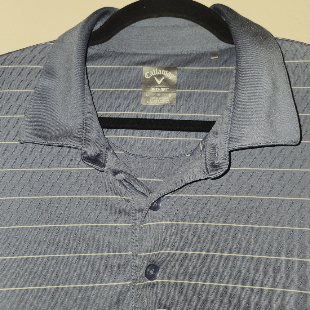 CALLAWAY OptiDry Men's Golf Shirt-(Blue Stripe) High Quality Short Sleeve In Lg - Picture 2 of 7